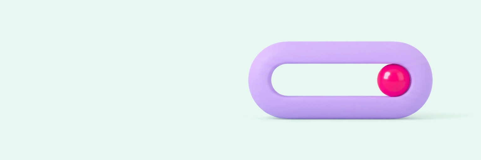 A lavender capsule cut through by a slot, with a pink sphere resting hard against the far right end: the position is at the edge of its band.